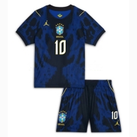 Camiseta Brasil Vinicius Junior #10 Segunda Equipación Replica Mundial 2026 para niños mangas cortas (+ Pantalones cortos)